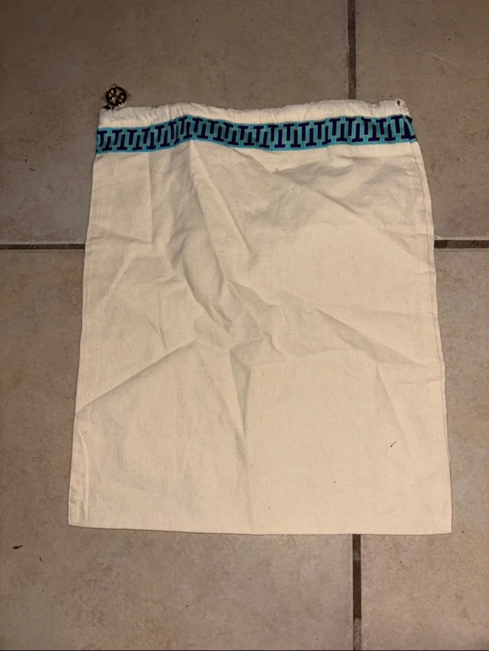 Tory Burch Dust Bag with Blue Pattern and Emblem